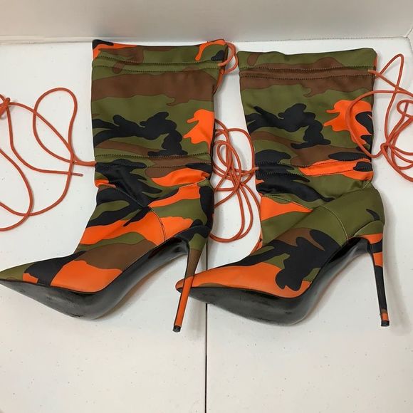 Camouflage Women’s Stilettos Ankle Boots Size 7.5 (38) - Picture 2 of 11